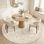 Round Area Rug for Living Room: 8ft Vintage Boho Neutral Washable Circle Rug - Image 2
