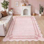 Latte&Fog 5x7 Pink Rug for Girls Bedroom, Washable Scalloped Bow Area Rugs for by LatteFog