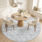 Round Area Rug for Living Room: 6ft Vintage Boho Neutral Washable Circle Rug - Image 2