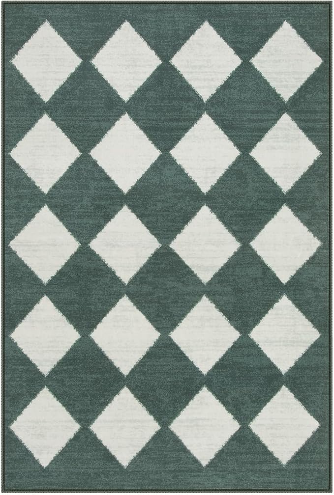 Lahome Zelie Checkered Washable 2x3 Green Kitchen Rugs Non Slip, Small Printed - Image 9