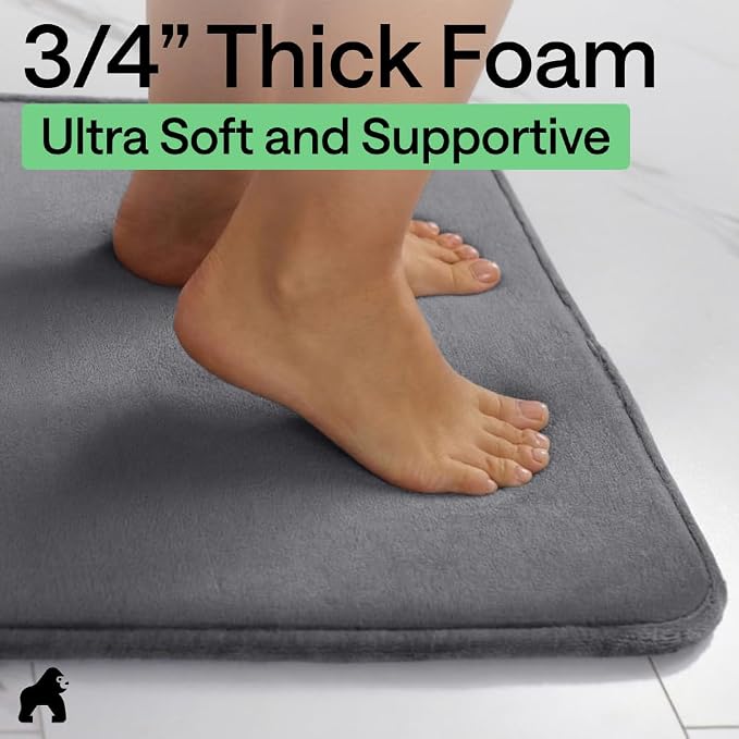 GORILLA GRIP® Memory Foam Bath Rugs, Soft Absorbent Velvet Bathroom Mats - Image 4