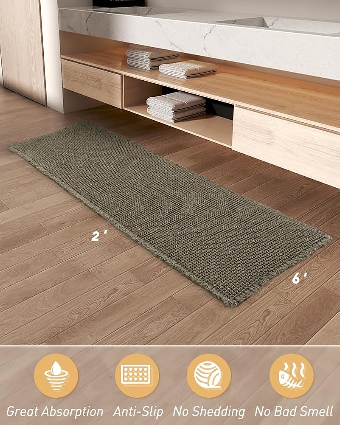 AMOAMI Upgraded Waffle Runner Rug Super Absorbent Non Slip Bath Mats - Image 6