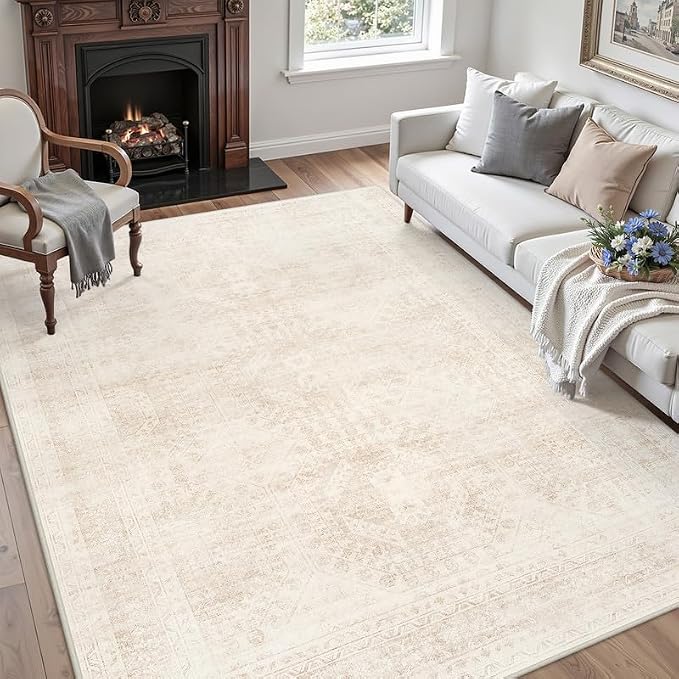 3x5 Area Rugs for Living Room: Vintage Boho Neutral Washable Rug Indoor Soft - Image 3