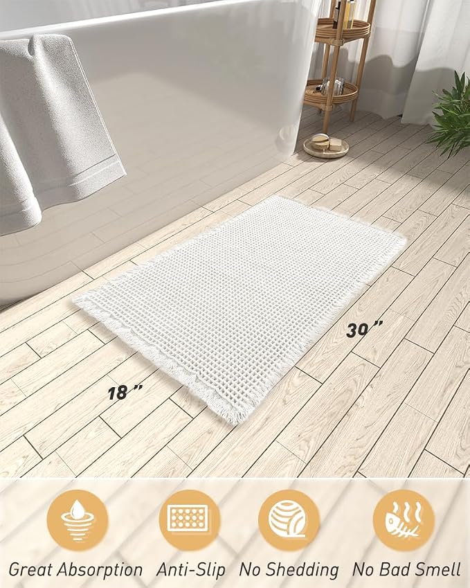 AMOAMI Upgraded Waffle Bath Mat, Super Absorbent Non Slip Bath Mats - Image 2