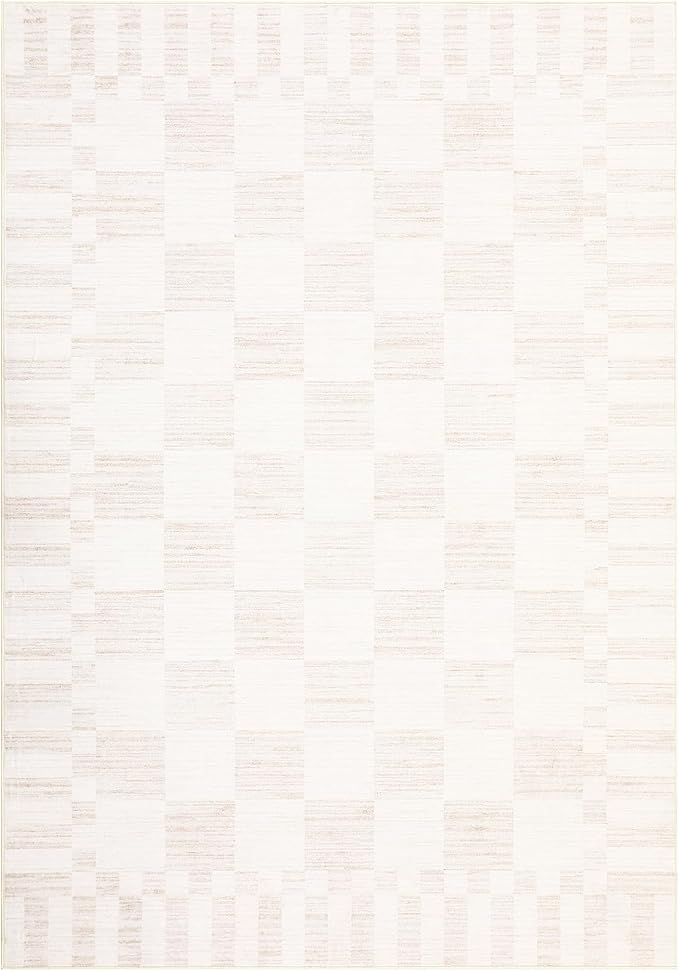 GarveeHome Beige Checkered Rug, Washable 3x5 Rug Non Slip - Image 4
