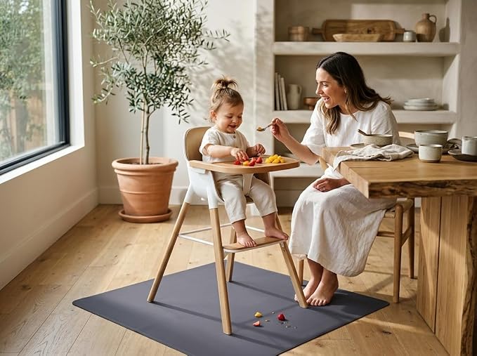 Splat Mat for Under High Chair/Arts/Crafts, WOMUMON Washable Spill Mat - Image 6