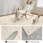 Round Area Rug for Living Room: 8ft Vintage Boho Neutral Washable Circle Rug - Image 7