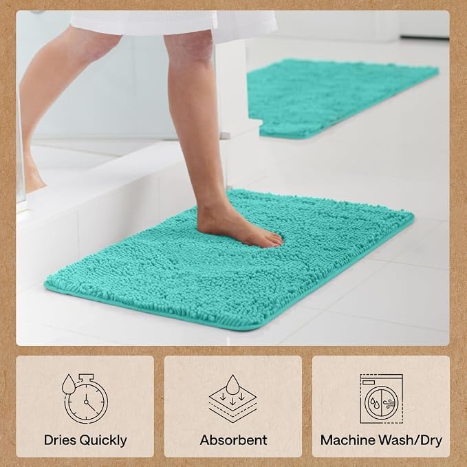 GORILLA GRIP Bath Rug Mat 44x26, Soft Absorbent Chenille, Quick Dry Microfiber - Image 7