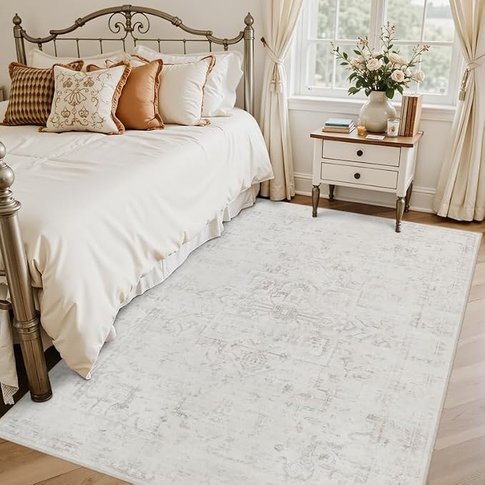 5x7 Area Rugs for Living Room: Vintage Boho Neutral Washable Rug Indoor Soft - Image 2