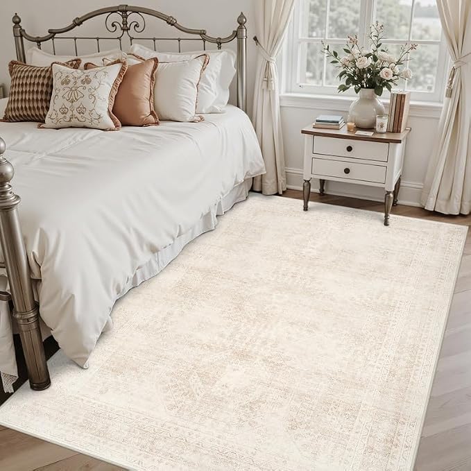 3x5 Area Rugs for Living Room: Vintage Boho Neutral Washable Rug Indoor Soft - Image 2