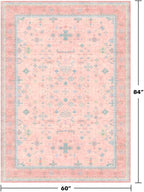 Pink Rugs for Bedroom Girls, 5x7 Washable Area Rug for Living Room Nursery Kids - Image 2