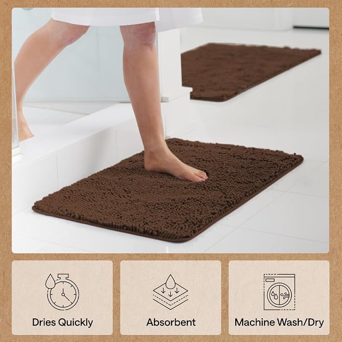 GORILLA GRIP Bath Rug Mat 60x24, Thick Soft Absorbent Chenille, Quick Dry - Image 7