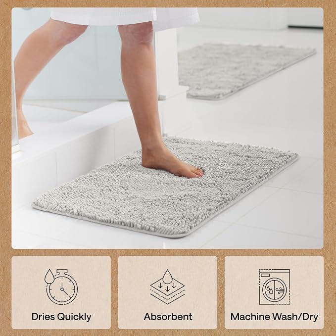 GORILLA GRIP Bath Rug Mat 48x24, Soft Absorbent Chenille, Quick Dry Microfiber - Image 7