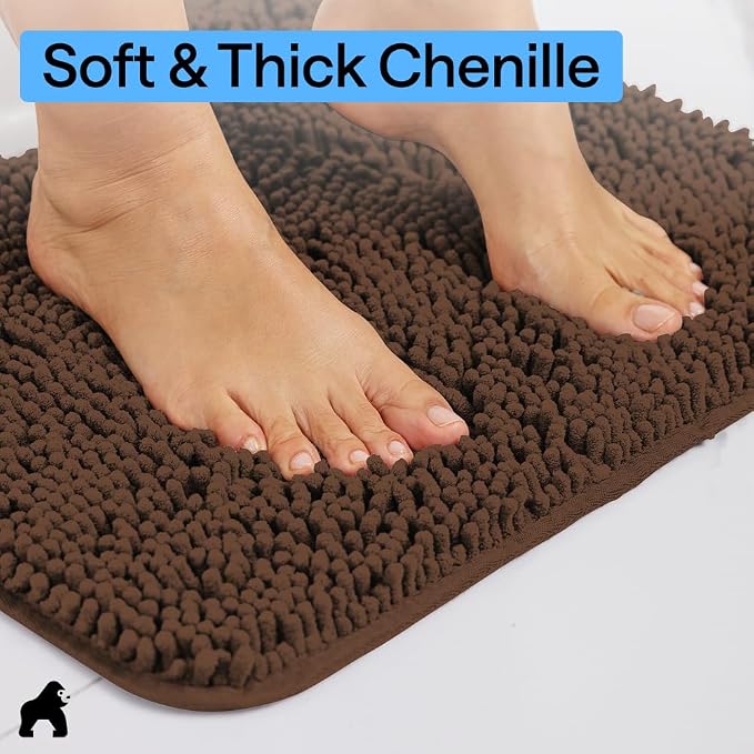 GORILLA GRIP Bath Rug Mat 60x24, Thick Soft Absorbent Chenille, Quick Dry - Image 4