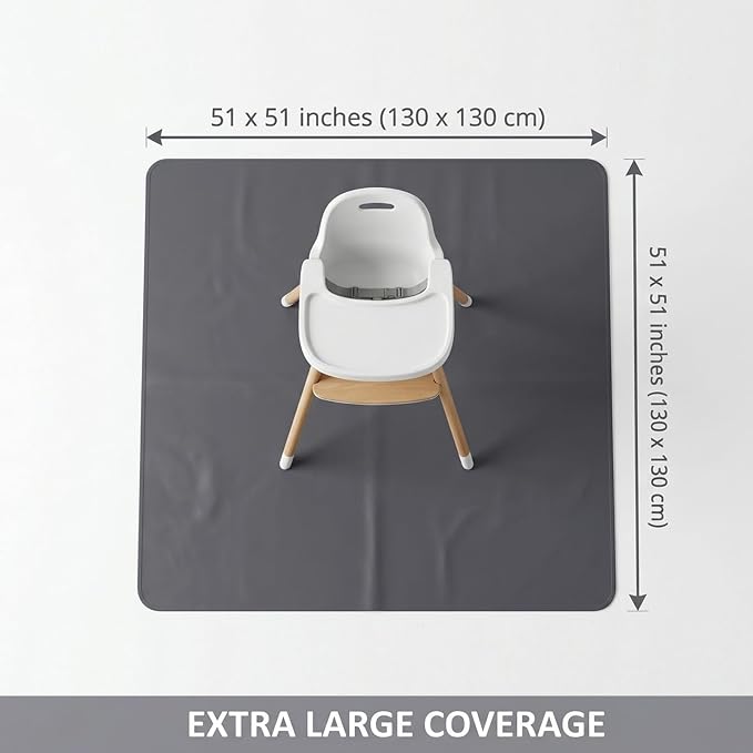 Splat Mat for Under High Chair/Arts/Crafts, WOMUMON Washable Spill Mat - Image 2