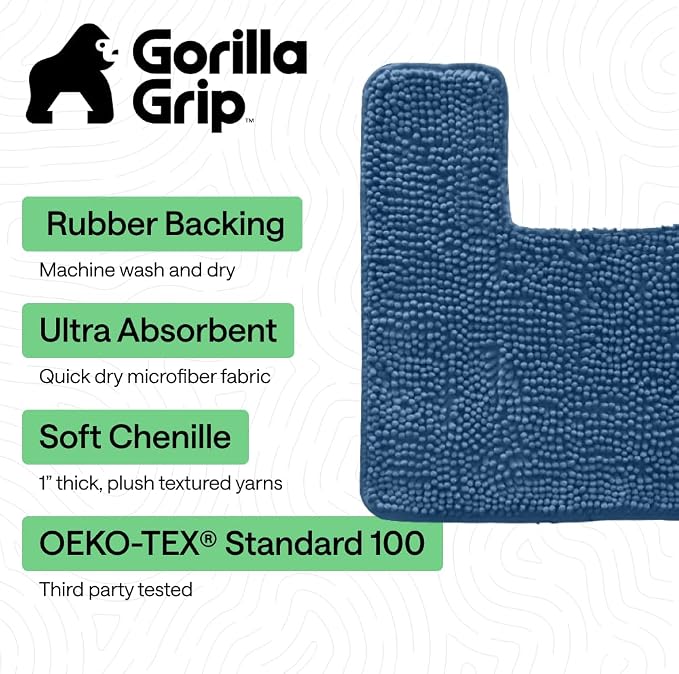 GORILLA GRIP Plush Absorbent Shaggy Chenille Bath Rug Mat - Image 3