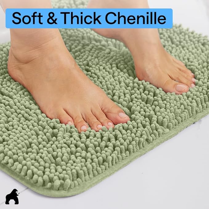 GORILLA GRIP Plush Absorbent Shaggy Chenille Bath Rug Mat - Image 5