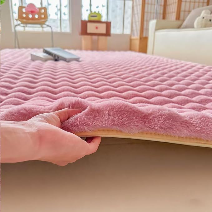 Dusty Rose Rabbit Plush Rug 6'x9', Fluffy Faux Fur Shaggy Area Rug - Image 8