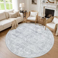 Round Area Rug for Living Room: 6ft Vintage Boho Neutral Washable Circle Rug by Luxturiy