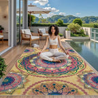 Arenarug Meditation Indoor Outdoor Rug 4x6 ft Mandala Pattern Rug Boho Style - Image 3