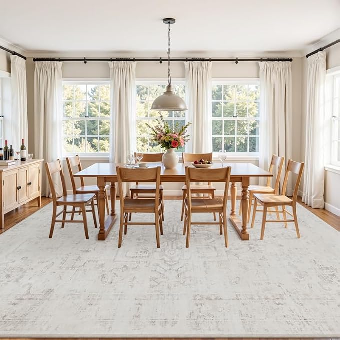 5x7 Area Rugs for Living Room: Vintage Boho Neutral Washable Rug Indoor Soft - Image 9
