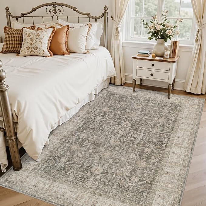 6x9 Area Rugs for Living Room: Vintage Boho Neutral Washable Rug Indoor Soft - Image 2