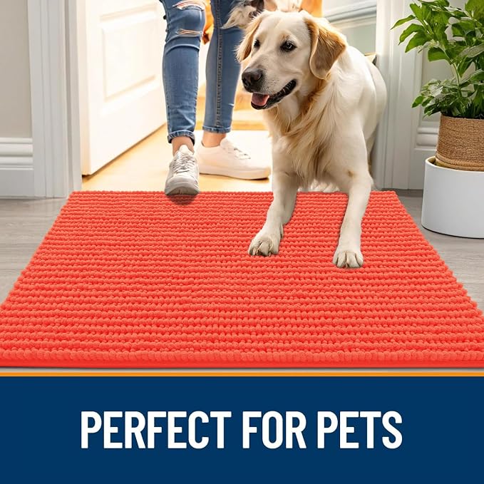 OLANLY Dog Door Mat for Muddy Paws 47x17, Ultra Absorbent Chenille Mud Doormat - Image 6