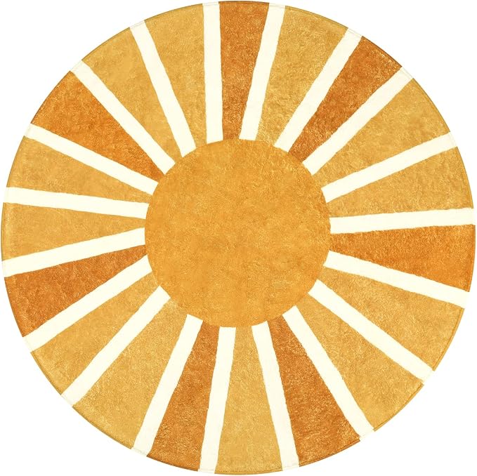 Lahome Boho Round Rugs - 4Ft Washable Non-Slip Small Round Area Rug Throw Soft - Image 2