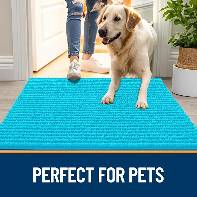OLANLY Dog Door Mat for Muddy Paws 24x16, Ultra Absorbent Chenille Mud Doormat - Image 6