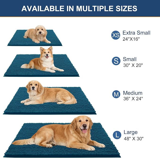 OLANLY Dog Door Mat for Muddy Paws 59x24, Ultra Absorbent Chenille Mud Doormat - Image 2