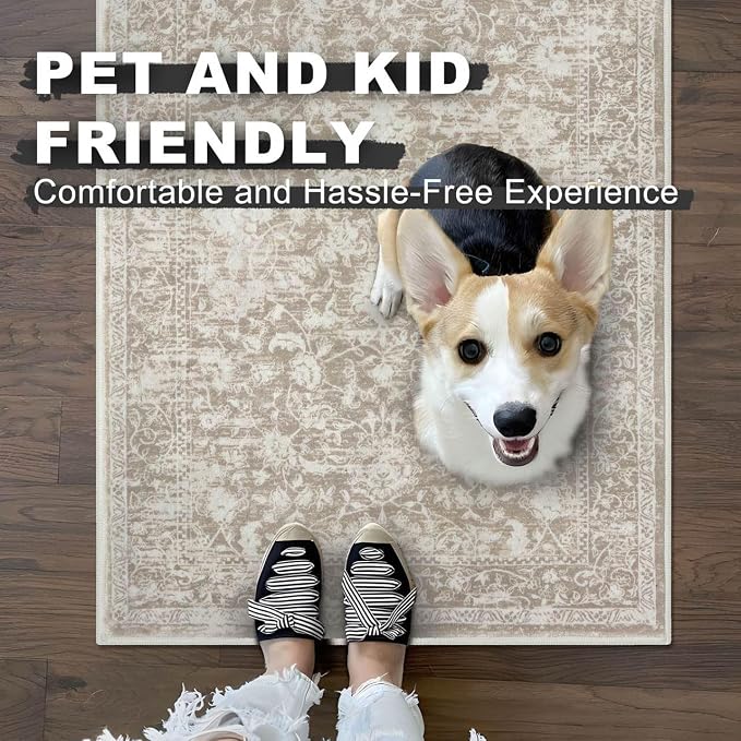 KILOCOCO Small Area Rug 2x3 Entryway Rugs Printed Vintage Floral Washable Rug - Image 4