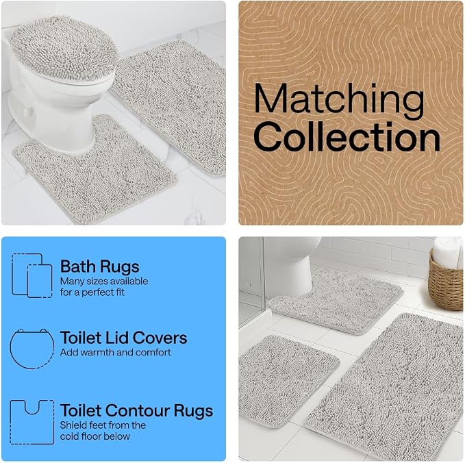 GORILLA GRIP Bath Rug Mat 48x24, Soft Absorbent Chenille, Quick Dry Microfiber - Image 8
