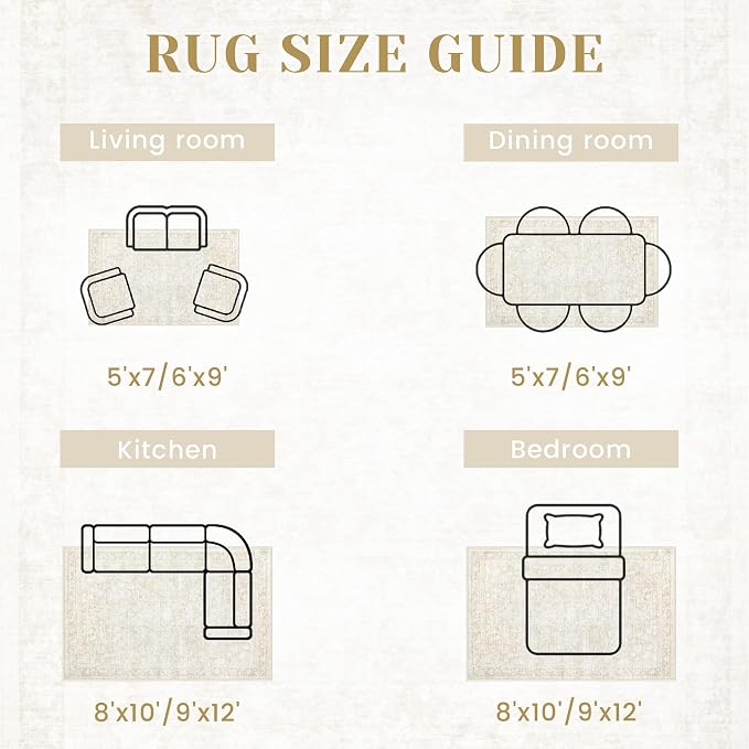 9x12 Area Rugs for Living Room: Washable Large Vintage Floral Rug Low Pile - Image 7