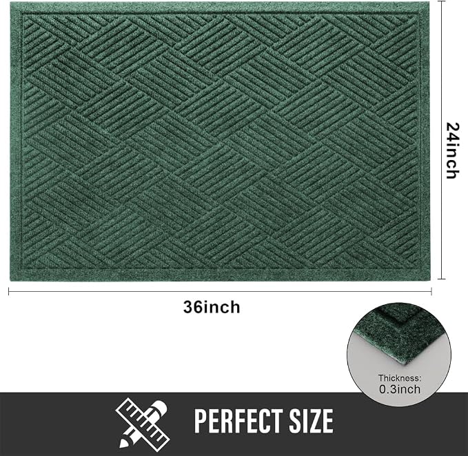 HIYARD Sturdy Front Door Mat, Absorbent Muddy Dirt Resist Welcome Door Mats - Image 2
