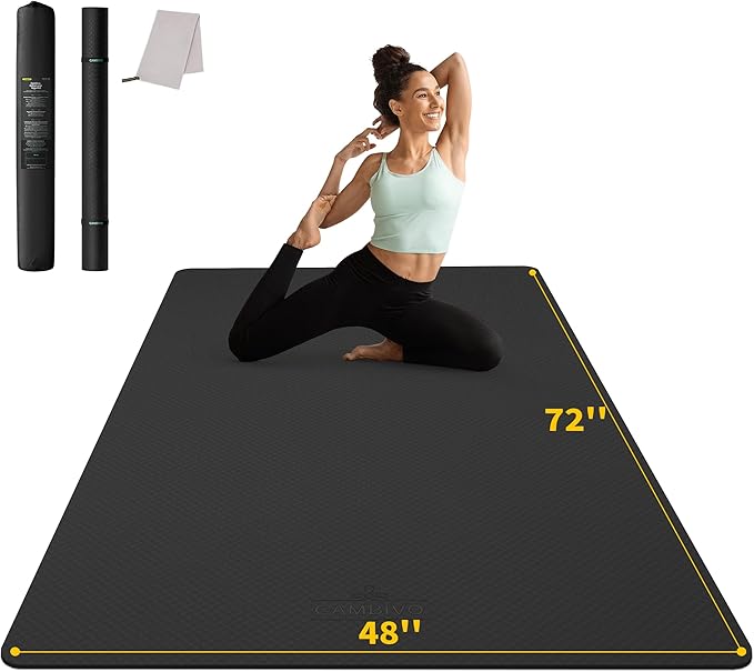 CAMBIVO Yoga Mat 72" x 48" Large Workout Mat by CAMBIVO