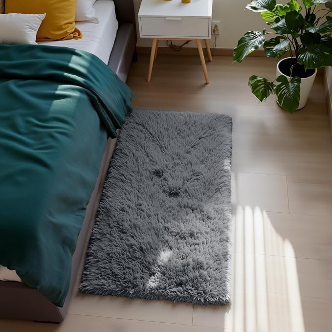 Fluffy Rug Shag Area Rug, Small Bedside Rug, Soft Fluffy Shag Entryway Throw - Image 4