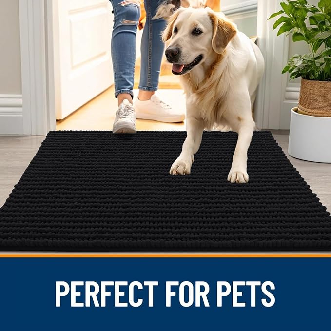 OLANLY Dog Door Mat for Muddy Paws 24x16, Ultra Absorbent Chenille Mud Doormat - Image 6