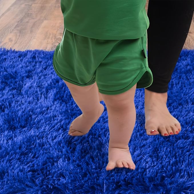 Soft Runner Rugs for Bedroom Hallways, 2 Packs 2x6 Royal Blue Fluffy Shag Throw - Image 4