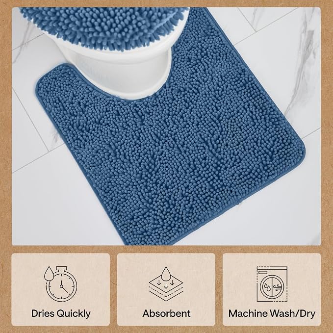 GORILLA GRIP Plush Absorbent Shaggy Chenille Bath Rug Mat - Image 7