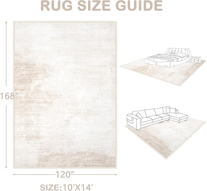 Area Rugs 10x14 Living Room: Washable Rug Modern Abstract Large Rugs Soft Non - Image 2