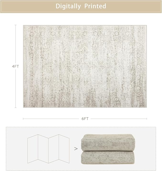 Srugn Washable Rugs 4x6 Area Rugs - Image 2
