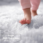 Amdrebio White Area Rugs for Bedroom, Shag Fluffy Rug for Living Room, Modern - Image 2