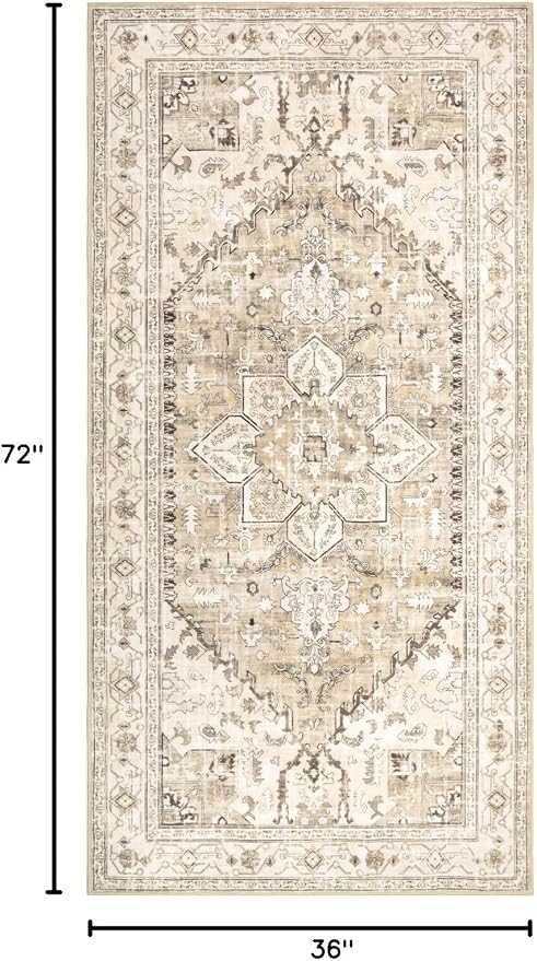 Yamaziot Washable Runner Rug, 3x6 Non-Slip Boho Vintage Hallway Rug - Image 2