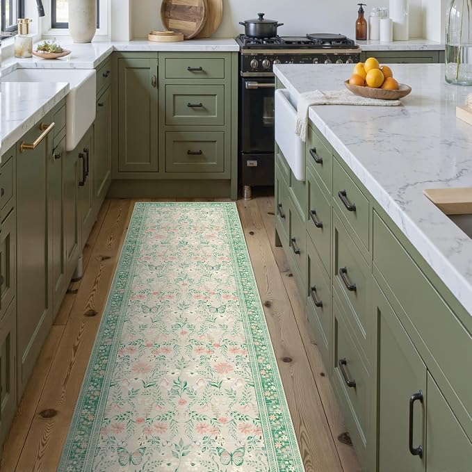 Rugxara 2x6 Floral Runner Rug, Washable Runners - Image 2