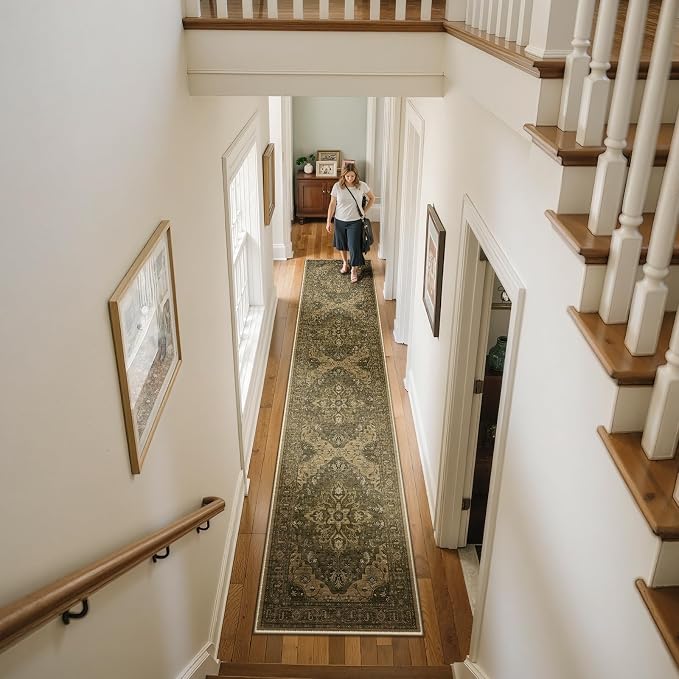 RELEANY Area Rugs Runner 2'x10' Washable Non-Slip, Floral Vintage Distress - Image 2