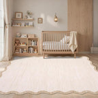 GarveeHome Scalloped Washable Rug 4x6, Bordered Non-Slip Farmhouse Bedroom - Image 2