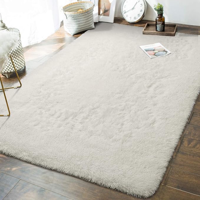 Andecor Soft Fluffy Bedroom Rugs, 6 x 9 Feet Indoor Shaggy Plush Area Rug by Andecor
