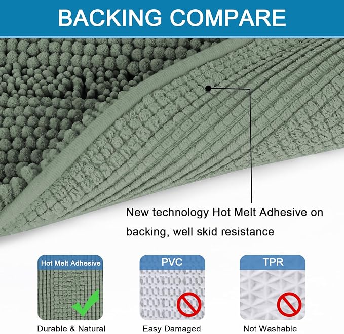 H.VERSAILTEX Bath Mat Set, 2 Piece Bath Mats Non Slip Thick Soft Chenille - Image 4