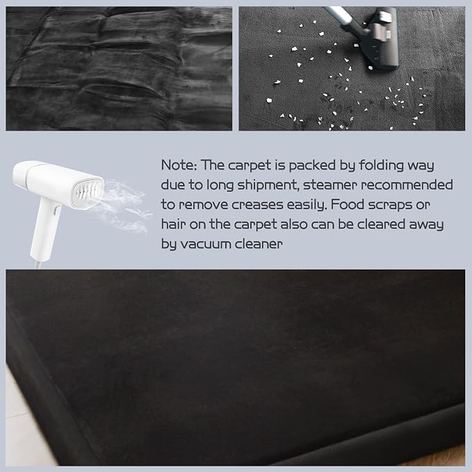 MAXYOYO Black Coral Velvet Area Rug, Thick Japanese Tatami Mat Living Room - Image 4