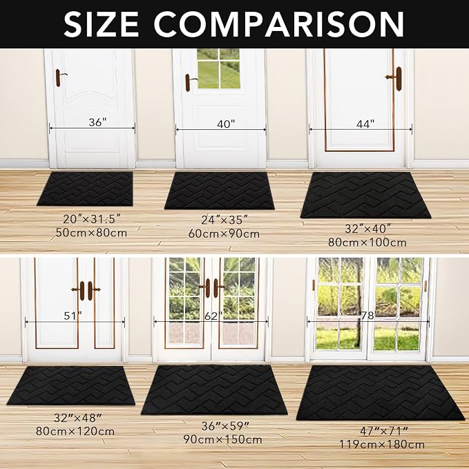 hicorfe Dirt Trapper Indoor Doormat, Non Slip Backing Washable Door Mats - Image 5